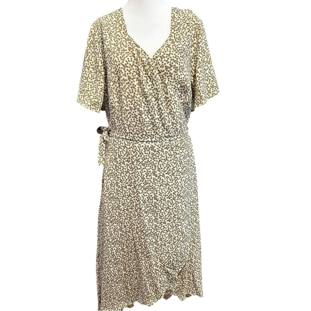 MIA JOY Joyfolie Khaki Floral Wrap Around Hi Lo Dress NWT Size Large